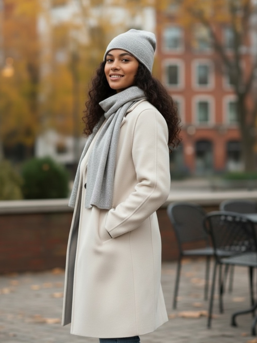 Zara rhinestone hat & scarf set